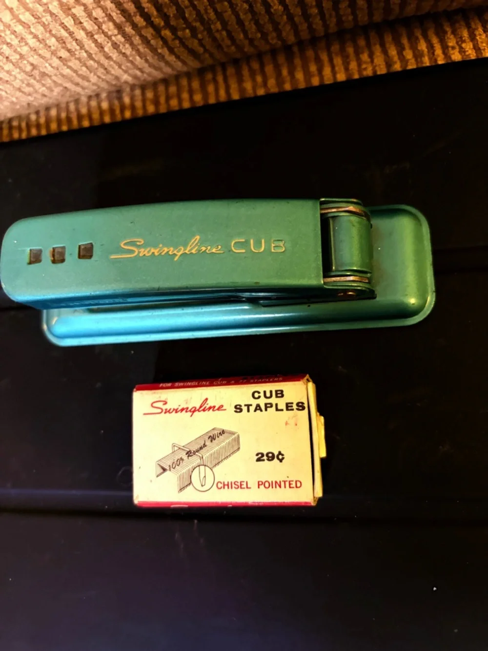 Vintage Swingline Cub Stapler in Teal with Staples